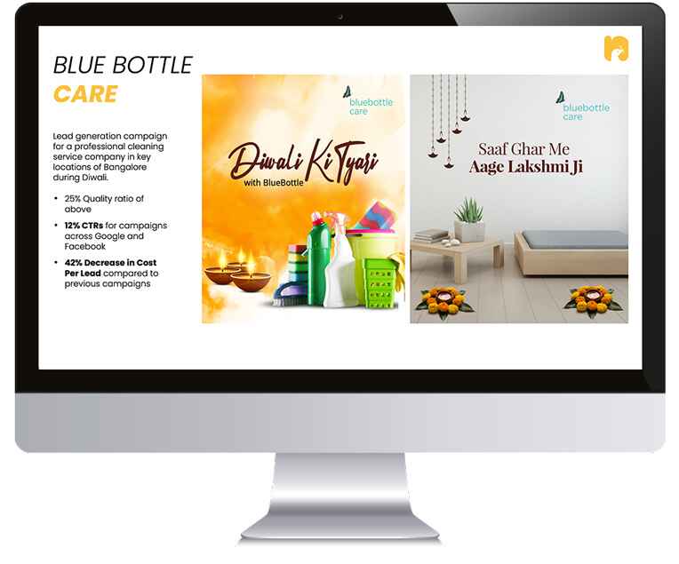 Image showcasing a case study for Blue Bottle, highlighting their success story and achievements.