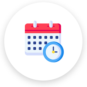 A symbolic representation of a logo combining elements of a calendar and a clock.